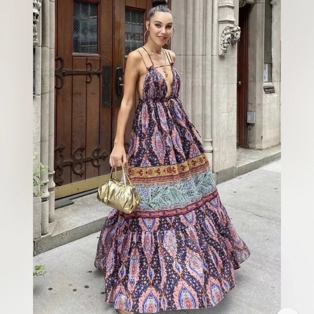 - ZARA LONG PRINT DRESS Multicolor - Picture 1 of 10